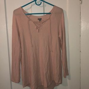 Light pink knit long sleeve shirt